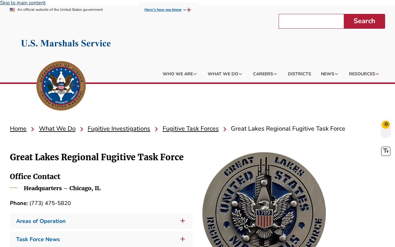 Great Lakes Regional Fugitive Task Force information