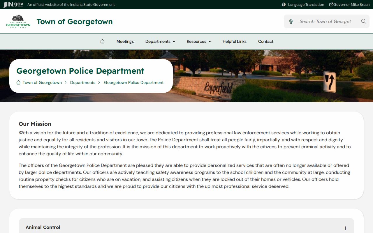 Georgetown Police official contact information